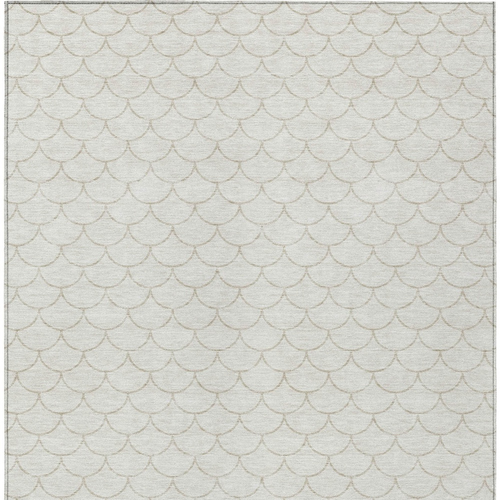 9' X 12' Ivory And Beige Geometric Washable Indoor Outdoor Area Rug
