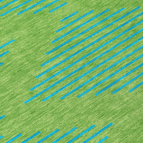 10' X 14' Green And Aqua Geometric Washable Indoor Outdoor Area Rug