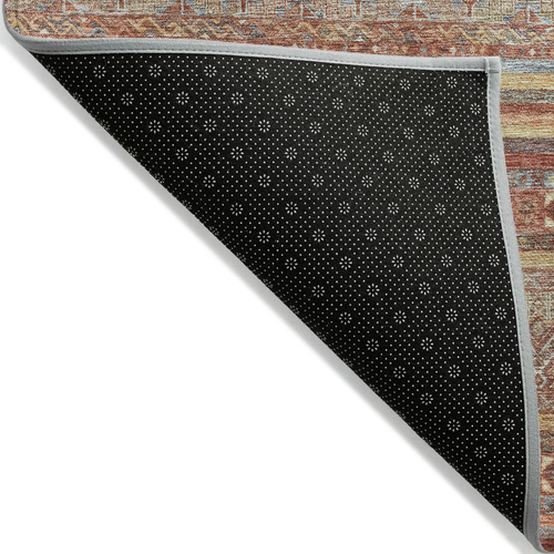 8' X 10' Rust Gold And Silver Southwestern Washable Indoor Outdoor Area Rug