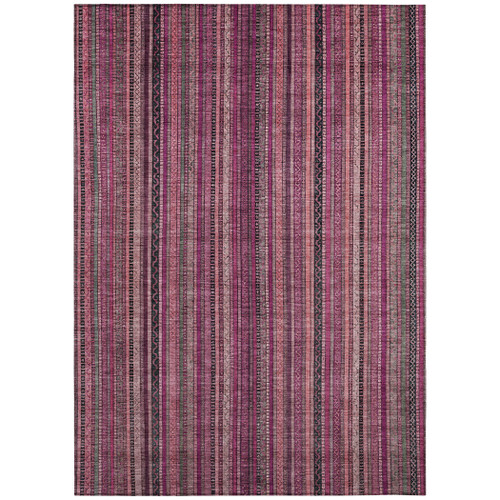 10' X 14' Pink Mauve And Blush Striped Washable Indoor Outdoor Area Rug