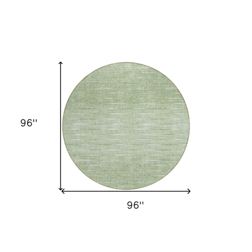 8' Artichoke Green And Green Round Abstract Washable Indoor Outdoor Area Rug