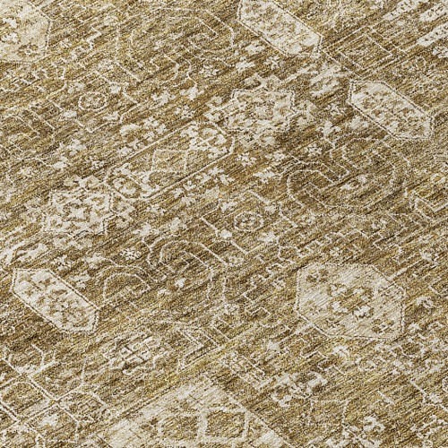 8' X 10' Brown Beige And Ivory Oriental Washable Indoor Outdoor Area Rug