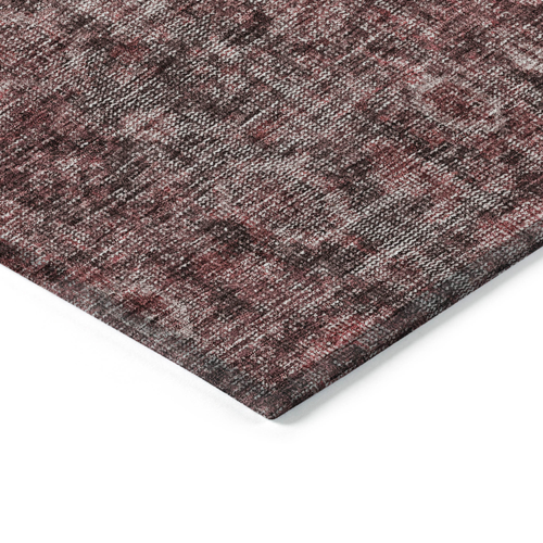 9' X 12' Pink And Brick Red Damask Washable Indoor Outdoor Area Rug