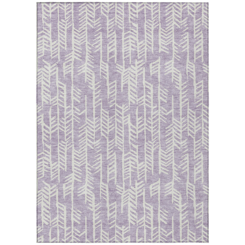 8' X 10' Lavender And Ivory Tribal Washable Indoor Outdoor Area Rug