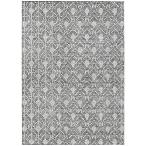 8' X 10' Gray And Light Gray Geometric Washable Indoor Outdoor Area Rug
