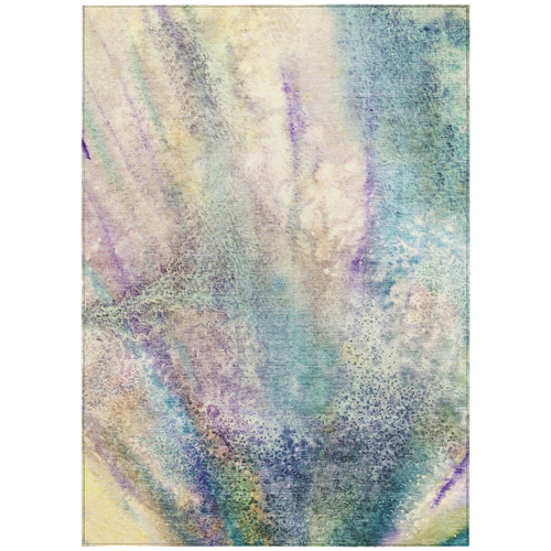 9' X 12' Beige Blue and Gray Abstract Washable Non Skid Indoor Outdoor Area Rug