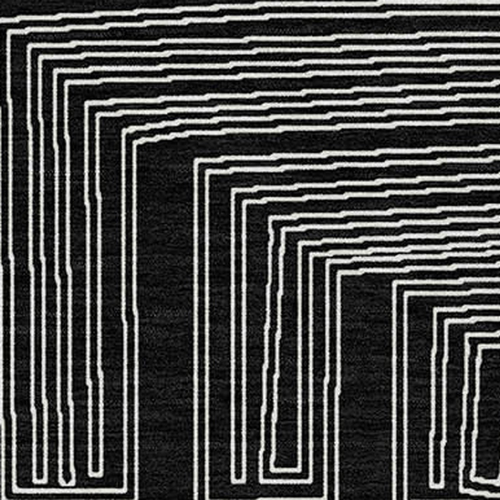 8' X 10' Black And Ivory Geometric Washable Indoor Outdoor Area Rug