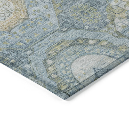 10' X 14' Blue And Gold Medallion Washable Indoor Outdoor Area Rug