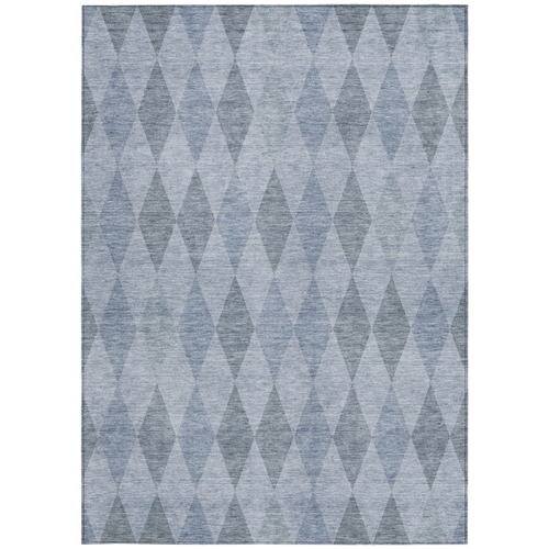 10' X 14' Denim Blue Geometric Washable Non Skid Indoor Outdoor Area Rug