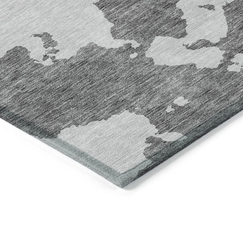 8' X 10' Gray And Ivory Abstract Washable Indoor Outdoor Area Rug - Gray, Ivory