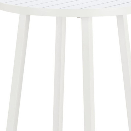 24" White Aluminum Slat Rounded Outdoor Bar Table