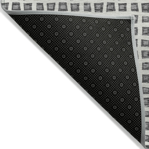 9' X 12' Gray Charcoal And Silver Geometric Washable Indoor Outdoor Area Rug