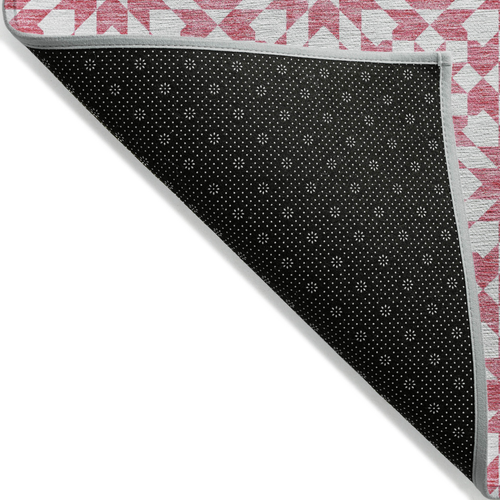 8' X 10' Pink Ivory And Orange Floral Medallion Washable Indoor Outdoor Area Rug