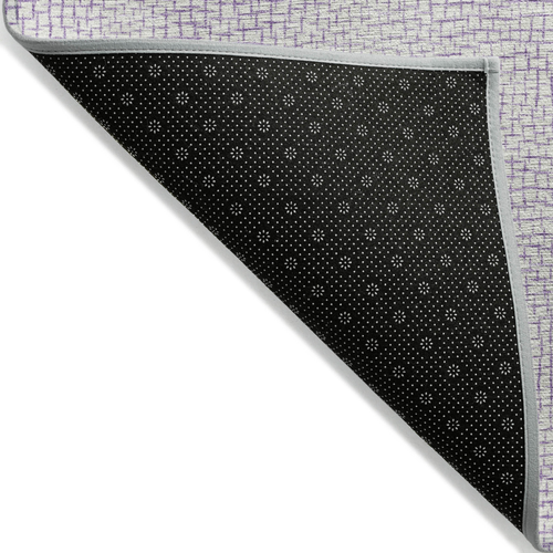 8' Lavender And Purple Round Geometric Washable Indoor Outdoor Area Rug