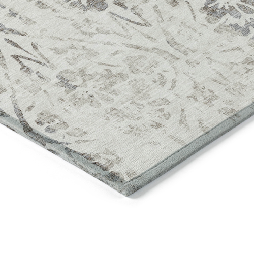 9' X 12' Ivory And Brown Floral Washable Indoor Outdoor Area Rug