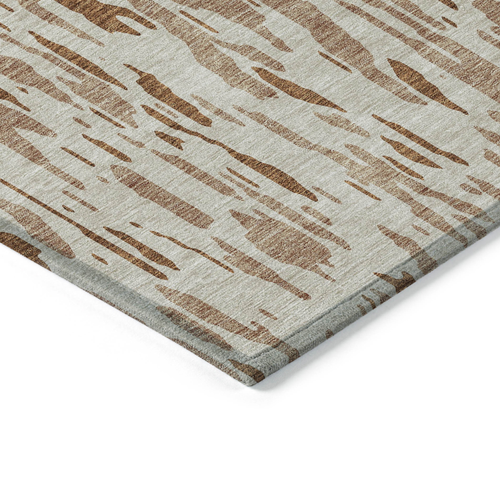 9' X 12' Orange And Ivory Abstract Washable Indoor Outdoor Area Rug