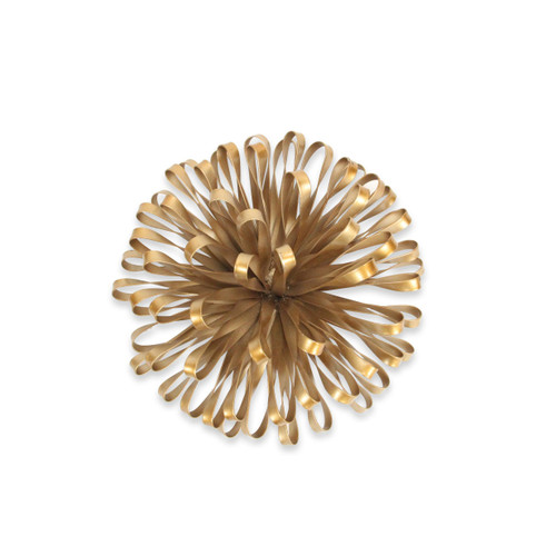 4" Gold Metal Abstract Bloom Painted Sculpture