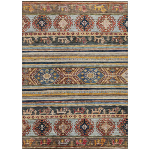 10' X 14' Rust Gray And Gold Tribal Washable Indoor Outdoor Area Rug