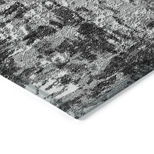 9' X 12' Gray Charcoal And Silver Abstract Washable Indoor Outdoor Area Rug