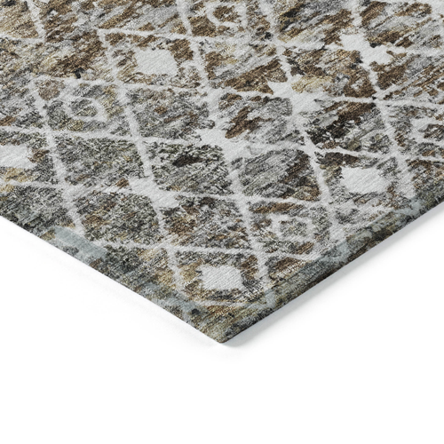 8' X 10' Brown And Beige Argyle Washable Indoor Outdoor Area Rug