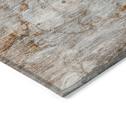 8' X 10' Terra Cotta Gray And Silver Abstract Washable Indoor Outdoor Area Rug