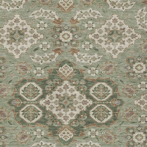 10' X 14' Sage Copper And Ivory Medallion Washable Indoor Outdoor Area Rug