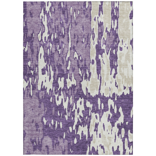 8' X 10' Purple And Ivory Abstract Washable Indoor Outdoor Area Rug