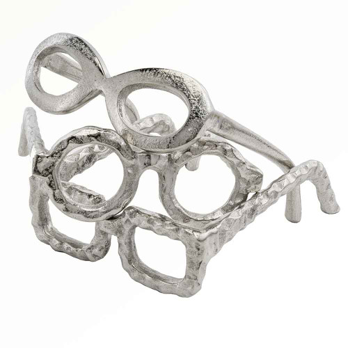Homeroots Home Decor Raw Silver Textured Square Glasses Sculpture