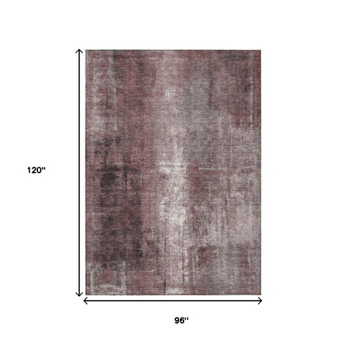 8' X 10' Blush And Ivory Abstract Washable Indoor Outdoor Area Rug - Blush, Ivory