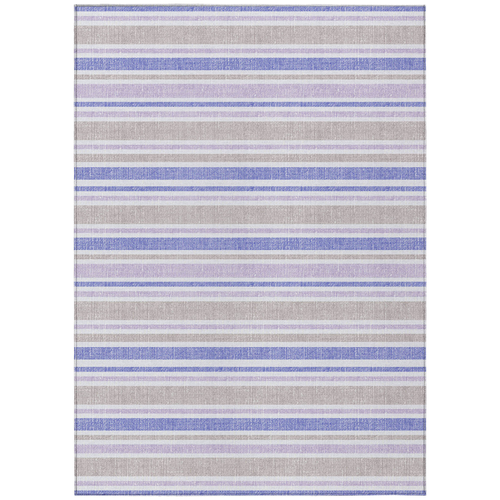 10' X 14' Ivory Blue And Gray Striped Washable Indoor Outdoor Area Rug