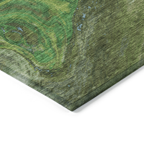 10' X 14' Green Blue And Ivory Abstract Washable Indoor Outdoor Area Rug