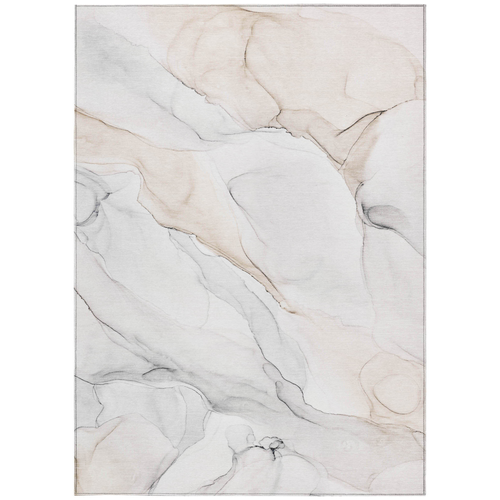 10' X 14' Beige Ivory and Gray Abstract Washable Non Skid Indoor Outdoor Area Rug