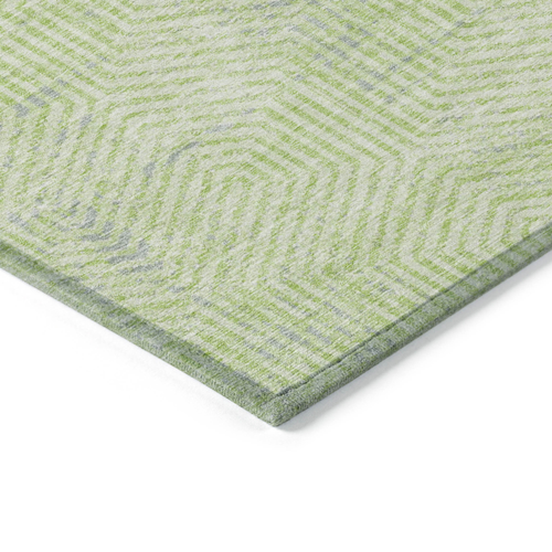 8' X 10' Lime Green Gray And Ivory Geometric Washable Indoor Outdoor Area Rug
