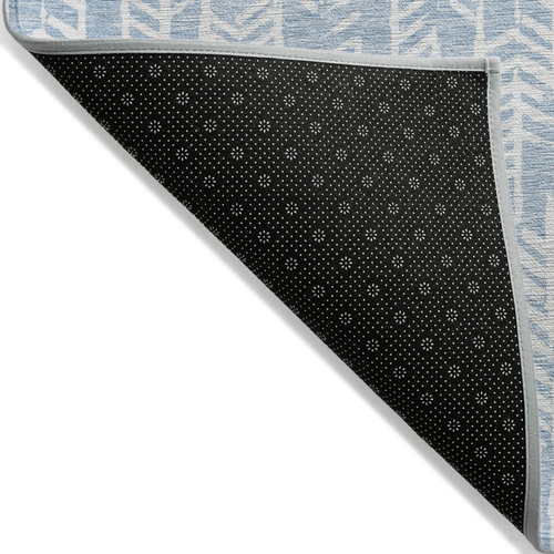 10' X 14' Sky Blue And Ivory Tribal Washable Indoor Outdoor Area Rug