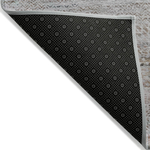 10' X 14' Linen And Gray Striped Washable Indoor Outdoor Area Rug
