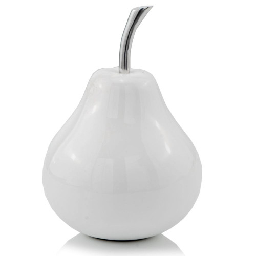 Homeroots Home Decor White Jumbo Pear Shaped Aluminum Accent
