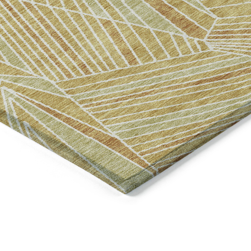 9' X 12' Gold Copper And Brown Geometric Washable Indoor Outdoor Area Rug
