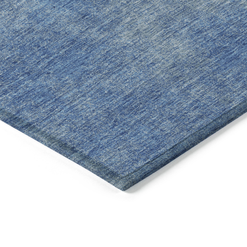 8' Blue Round Washable Indoor Outdoor Area Rug