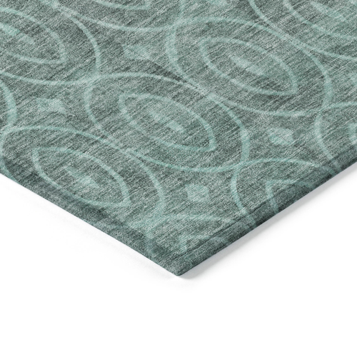 9' X 12' Teal Blue Geometric Washable Indoor Outdoor Area Rug