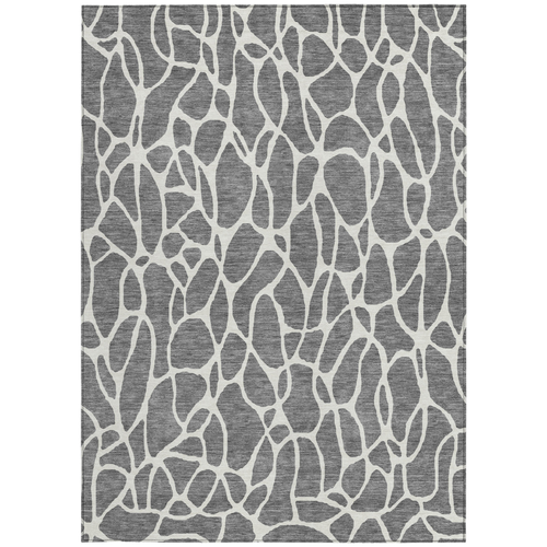 9' X 12' Gray And Ivory Geometric Washable Indoor Outdoor Area Rug