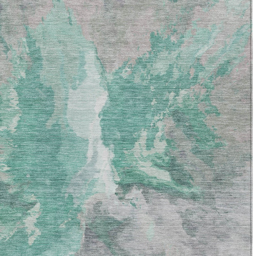 10' X 14' Teal Blue And Lavender Abstract Washable Indoor Outdoor Area Rug