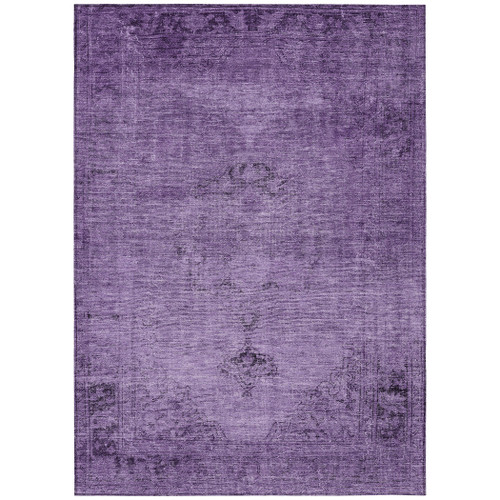 10' X 14' Purple Eggplant And Lavender Oriental Washable Indoor Outdoor Area Rug