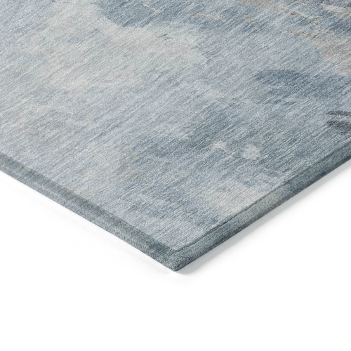 9' X 12' Sky Blue Gray And Ivory Abstract Washable Indoor Outdoor Area Rug