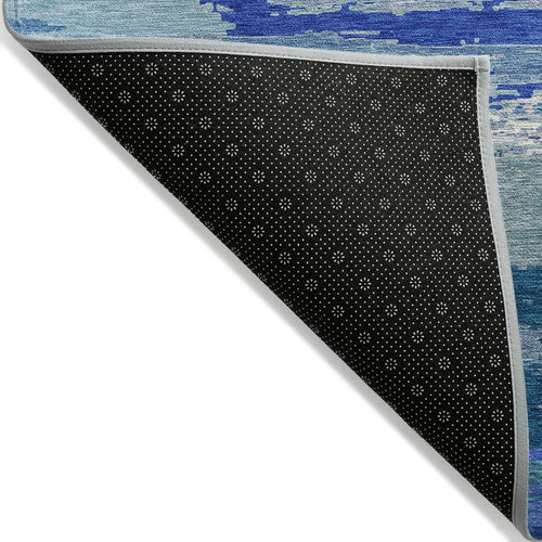 8' X 10' Blue Abstract Washable Indoor Outdoor Area Rug