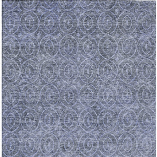 10' X 14' Denim Blue Geometric Washable Indoor Outdoor Area Rug