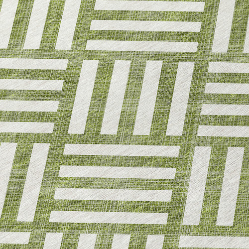 10' X 14' Olive Green And Ivory Geometric Washable Indoor Outdoor Area Rug