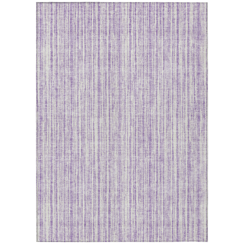 8' X 10' Lavender And Ivory Striped Washable Indoor Outdoor Area Rug