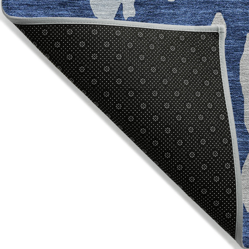 9' X 12' Sky Blue And Denim Blue Abstract Washable Indoor Outdoor Area Rug