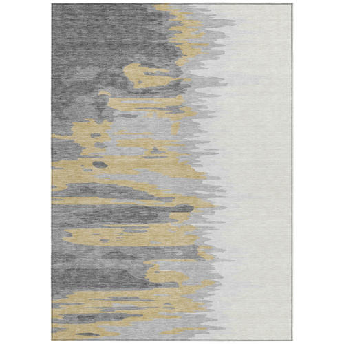 10' X 14' Gray Charcoal And Tan Abstract Washable Indoor Outdoor Area Rug