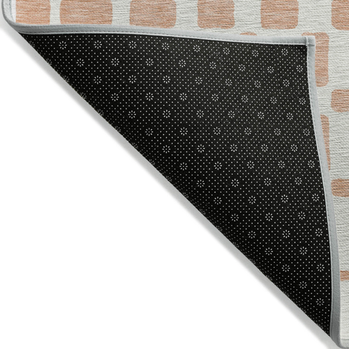 10' X 14' Peach And Beige Geometric Washable Indoor Outdoor Area Rug